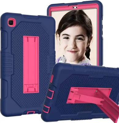 Ovitek za Samsung Galaxy Tab A7 Lite 8.7 robusten s stojalom, trpežna zaščita pred udarci in padci, silikonski, temno moder