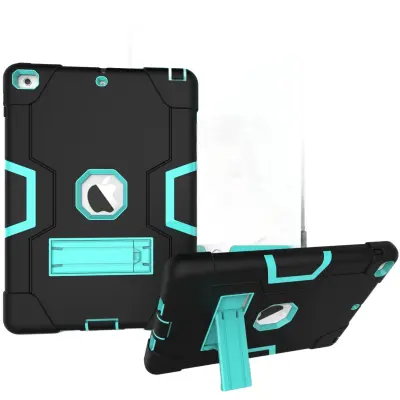 Ovitek za iPad Mini 5 / 4 7.9 robusten s stojalom, tridelna zaščita proti udarcem, silikonski ovitek za otroke, črne barve