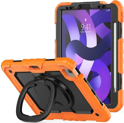 Ovitek za iPad Pro 11 (2021/20/18), trpežna zaščita, 360° vrtljivo stojalo, držalo za pisalo, ročaj, silikon, oranžen