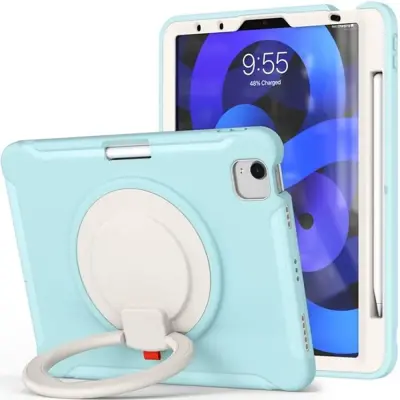 Ovitek za iPad Pro 12.9 2020/2021/2022 s 360-vrtljivim stojalom, držalom za pisalo in zaščito pred udarci, moder