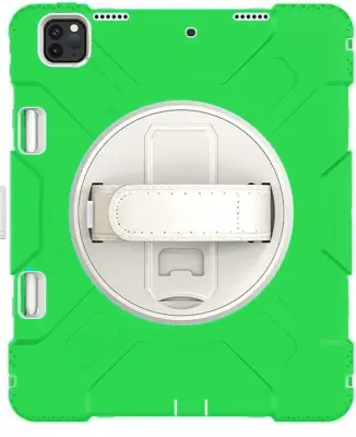 Ovitek za iPad Air 5 / 4, trislojna zaščita, 360-stopinjsko vrtljivo stojalo, ročaj in prostor za pisalo, temno zelen