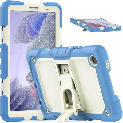 Ovitek za iPad Mini 5/4 7,9", trislojna zaščita, zložljivo stojalo, naramni trak in ergonomski ročaj, moder, odporen na udarce