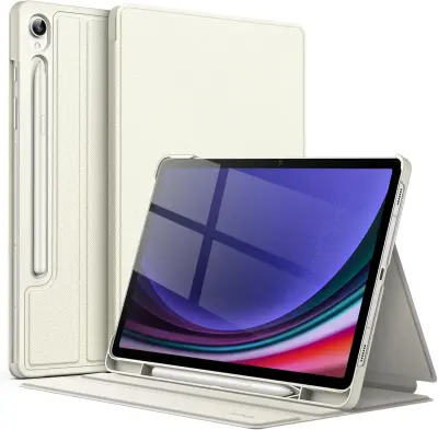 Ovitek za Samsung Galaxy Tab S9 11 z držalom za pisalo S Pen, funkcija stojala in samodejno prebujanje, bež barve