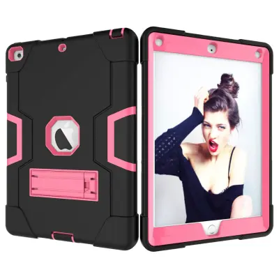 Ovitek za iPad 10.2 2021/20/19, robusten zaščitni etui s stojalom, odporna plastika in silikon, ojačani robovi, roza barva