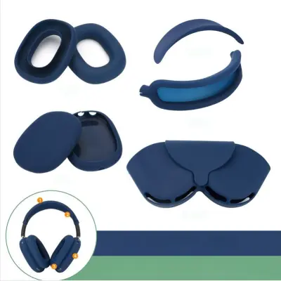 Komplet silikonskih zaščitnih etuijev 5-v-1 za AirPods Max: naglavni trak, nosilec, ušesne kapice, ohišje in torba za shranjevanje