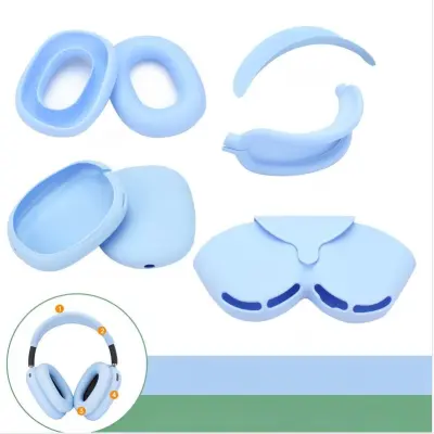 Komplet silikonskih zaščitnih etuijev 5-v-1 za AirPods Max: naglavni trak, nosilec, ušesne kapice, ohišje in torba za shranjevanje