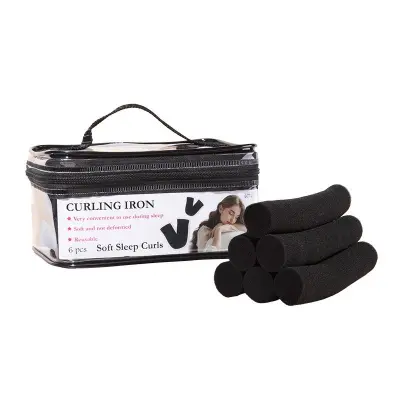 Črni grelni spužvasti navijalniki za lase - V-oblika za spanje za vse tipe las