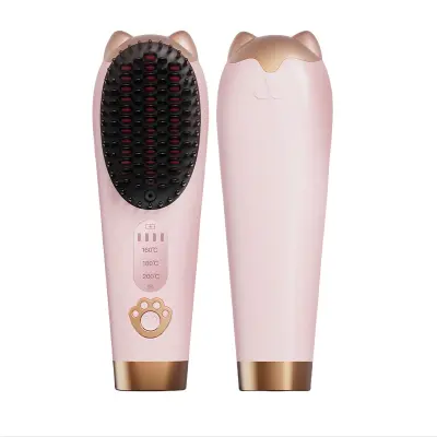 Brezžična električna krtača za ravnanje las: dosezite kakovost las kot iz salona Pink