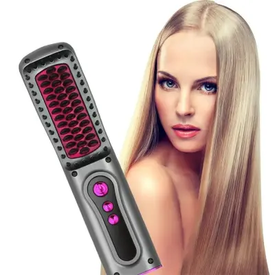 Brezžična polnilna krtača za ravnanje las - prenosni glavnik proti opeklinam