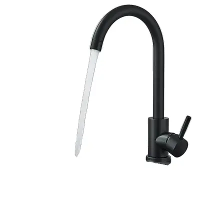 Kuhinjska pipa z nizkim vodnim tlakom, nerjaveče jeklo, 360-stopinjski vrtljiv, črna DY