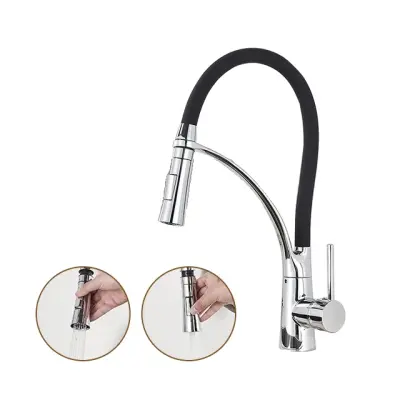 Kuhinjska pipa, potegni razpršilec, 360° rotacija, enojna ročica -Krom