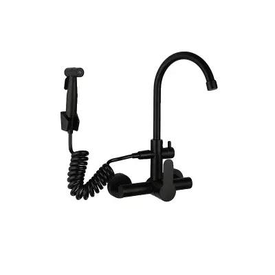 Mat črn kuhinjski pipa, dvojni način vode, 360° vrtenje, mat ?