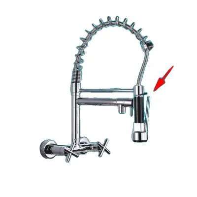 Kuhinjska pipa, montirana na steno, 360-stopinjska rotacija, visokotlačni pršilnik, Chrome R