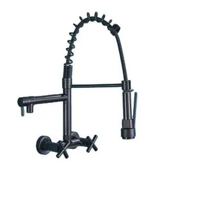 Kuhinjska pipa, mat črna površina, povlečna prha, mat ?