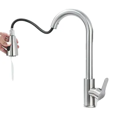 Kuhinjska pipa, izvlečna šoba, montirana na pult, pršilna šoba -Brušeni nikl