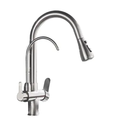 Kuhinjska pipa, dvojna ročica, hladna in topla voda, brušen nikelj B