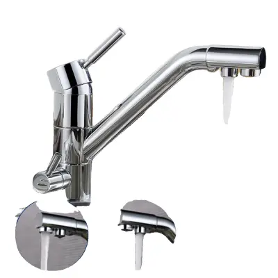 Kuhinjski pipa za filtracijo vode, 360° vrtenje, dvojna ročica -Srebrna -G3/8