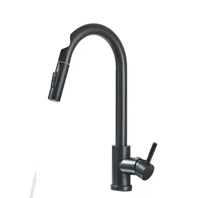 Kuhinjska pipa, nadzor s tipalom na dotik, izvlečna šoba -črna