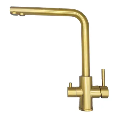 Kuhinjski pipa za filtrirano pitno vodo, dvojna ročica, montirana na pult, keramična ventil -ssd zlato -G1/2