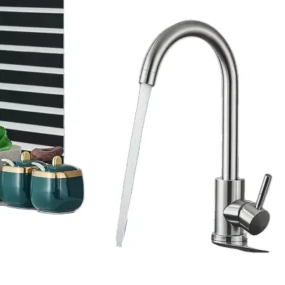 Kuhinjska pipa z nizkim tlakom, nerjaveče jeklo, 360-stopinjski vrtljiv, brušen nikelj DY D