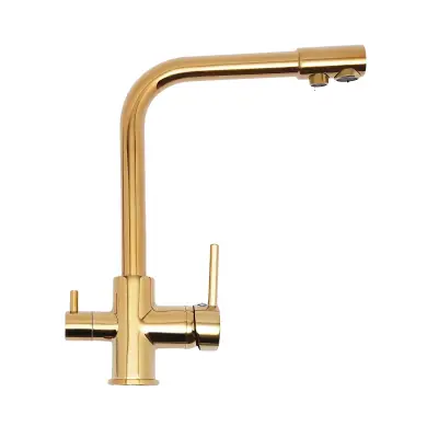 Kuhinjska pipa, 360° rotacijska, trdna konstrukcija iz nerjavečega jekla -Zlata -G1/2