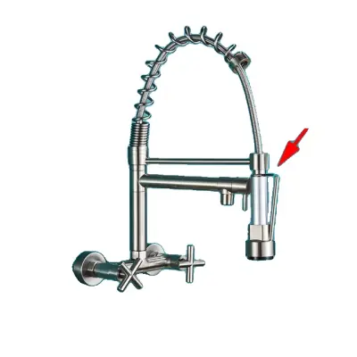 Kuhinjska pipa, montirana na steno, 360-stopinjska rotacija, visokotlačni pršilnik, brušeni nikel