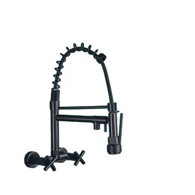 Kuhinjski pipa, dvojni ročaj, funkcionalnost vroče in hladne vode, črna z zapo