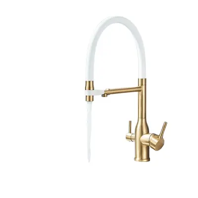 Kuhinjska pipa, dvojna ročica, rotacijska zasnova, bela zlata