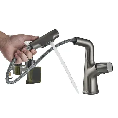 Kuhinjska pipa, izvlečna šoba, montirana na pult -siva