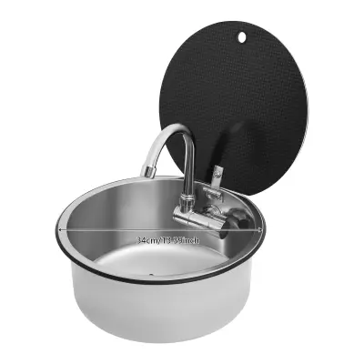 Kuhinjski umivalnik iz nerjavečega jekla, zložljiva pipa, kompaktna zasnova, enostavna namestitev -črna