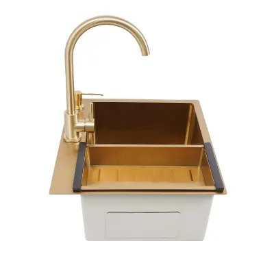 Kuhinjski umivalnik, nerjaveče jeklo, namestitev na pult -Zlata