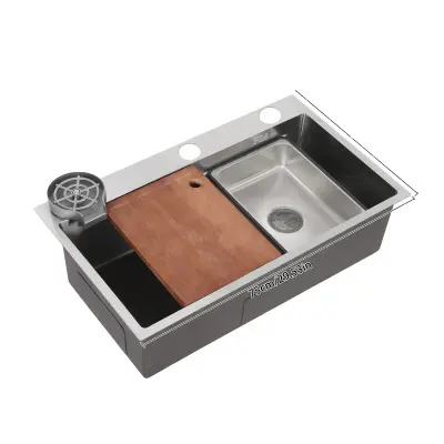 Kuhinjski umivalnik, trpežna nerjaveča jekla, sodoben dizajn -Svetlo siva