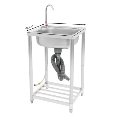 Kuhinjski umivalnik, prostostoječa zasnova, izvlečna pipa -Srebrna50cm