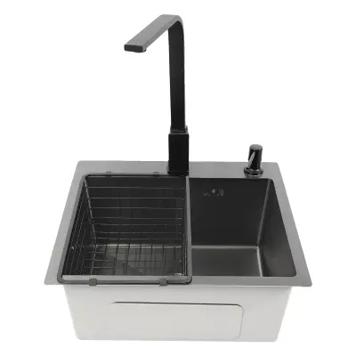 Kuhinjski umivalnik, visoko kakovostna nerjaveča jeklena, zasnova z veliko kapaciteto -s pipico