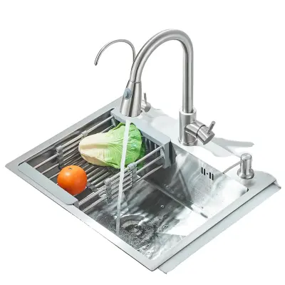 Kuhinjski umivalnik, dvojna korito, enostavna namestitev -55x45 Nikel B