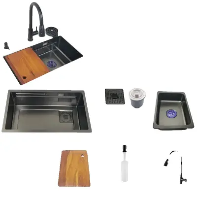 Kuhinjski umivalnik, podgradna zasnova, trpežna nerjaveča jeklena -68x40cm C