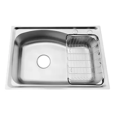 Kuhinjski umivalnik, konstrukcija iz nerjavečega jekla, prostoren dizajn enega korita -Srebrna