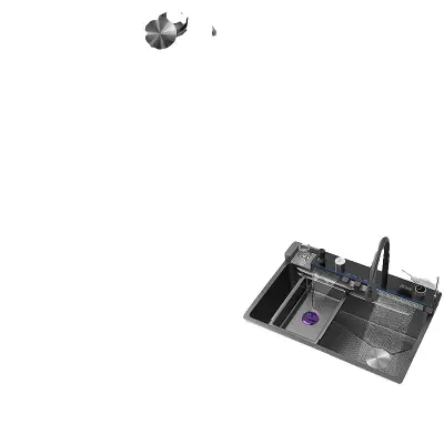 Kuhinjski umivalnik, nerjaveče jeklo, zasnova z enim koritom -80x46CM-FM-Desno