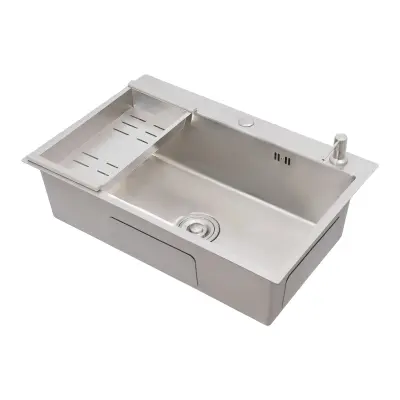 Kuhinjski umivalnik, trpežna nerjaveča jeklena, vsestranske možnosti namestitve -Srebrna