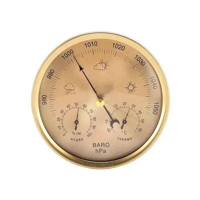 130mm Barometer s termometrom in higrometrom - zlata obdelava