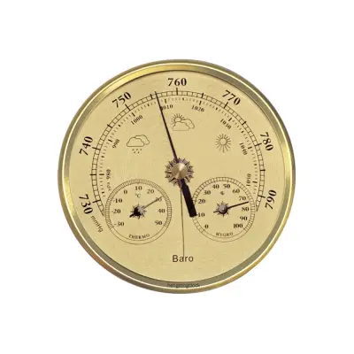 130mm Analogni Barometer s Termometrom in Higrometrom - 3-v-1 Vremenska Postaja Gold