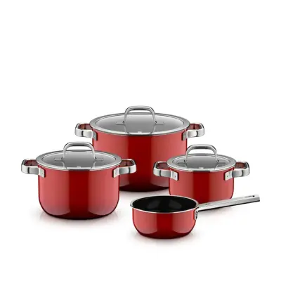 4-delni set posode WMF Fusiontec Mineral PRO v rdeči barvi (0519585290)