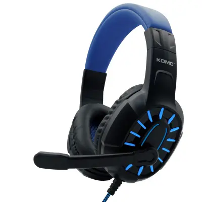 Žične igralne slušalke z mikrofonom - črne in modre