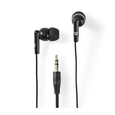 Nedis, 3,5 mm žične slušalke z nadzorom glasnosti, Črna