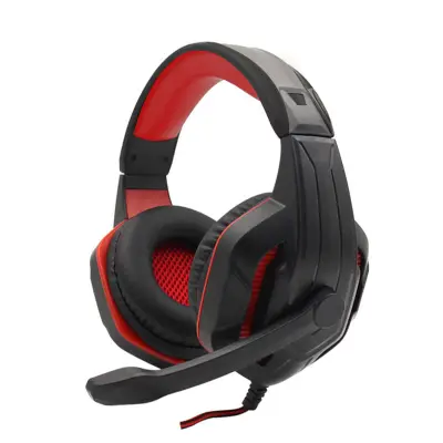 Rdeče žične igralne slušalke - Poglobljen zvok in udobje