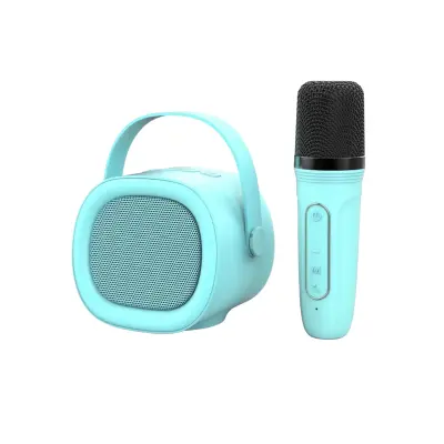 Prenosni Karaoke Bluetooth 5.3 Zvočnik z Brezžičnim Mikrofonom, HIFI Zvok Blue