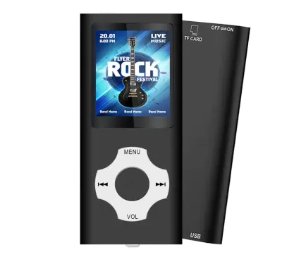 Prenosni mini MP3 predvajalnik - črne barve - vključuje bralnik kartic, kabel za slušalke