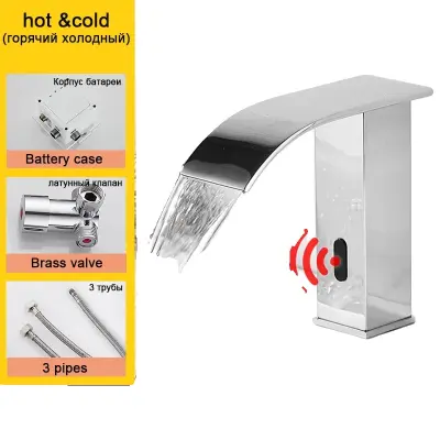 Senzorska pipa, avtomatska dotikova kontrola, oblikovanje slapov, krom A mešalni