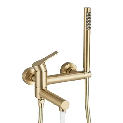 Kopalniška pipa, vrtljiv izliv, enoročna kontrola, brušeno zlato