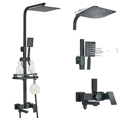 Kopalniška tuš pipa, mat črna površina, trpežno 304 nerjaveče jeklo, 3-načina 1